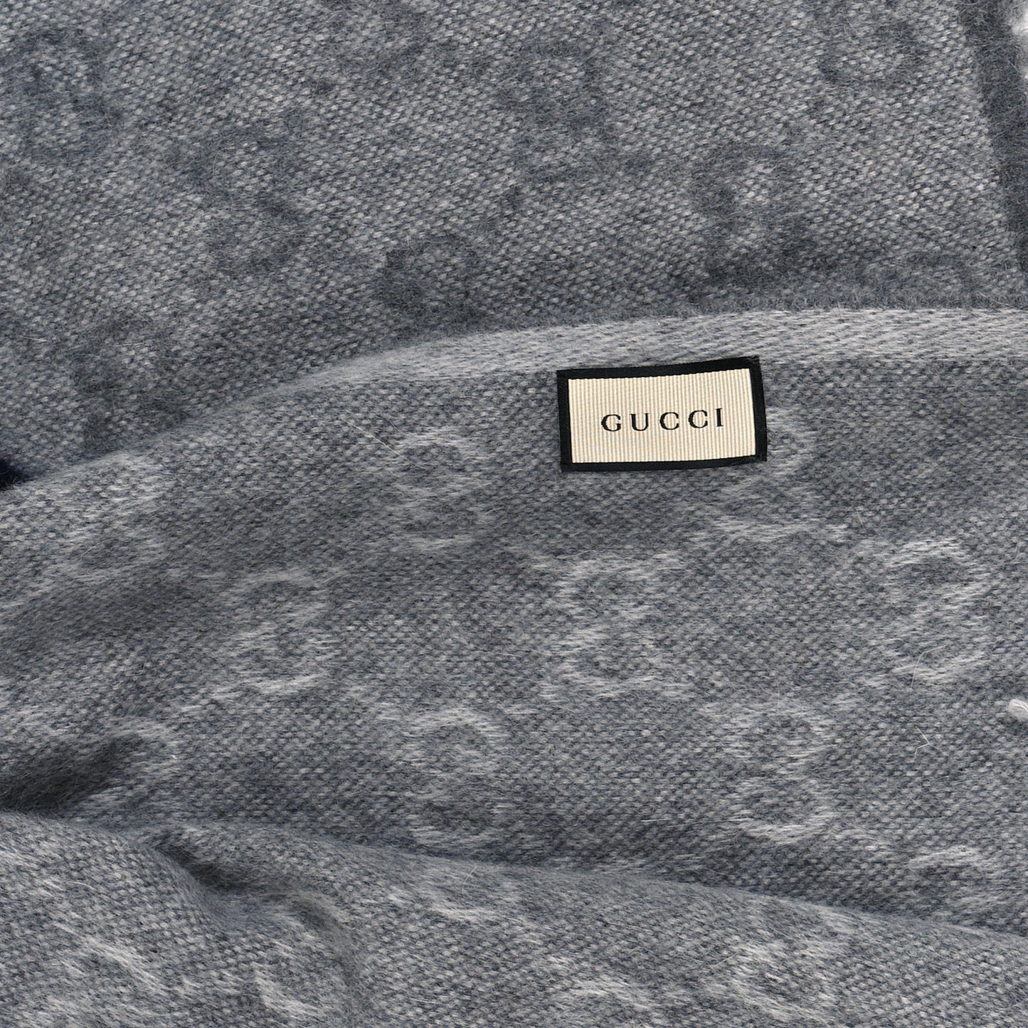 Wool Angora Monogram Web New Nikky Scarf Zinc Blue