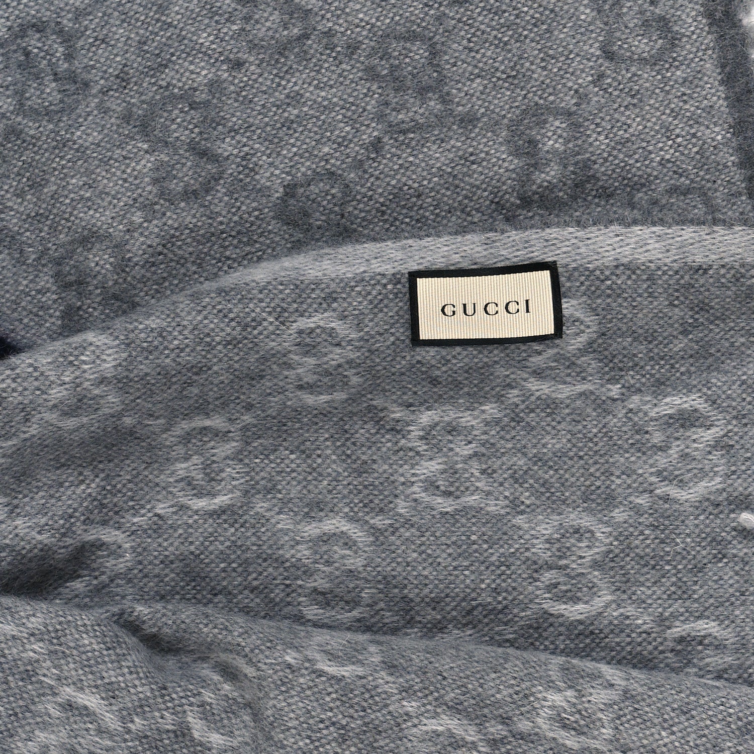Gucci Wool Angora Monogram Web New Nikky Scarf Zinc Blue 4 of 4