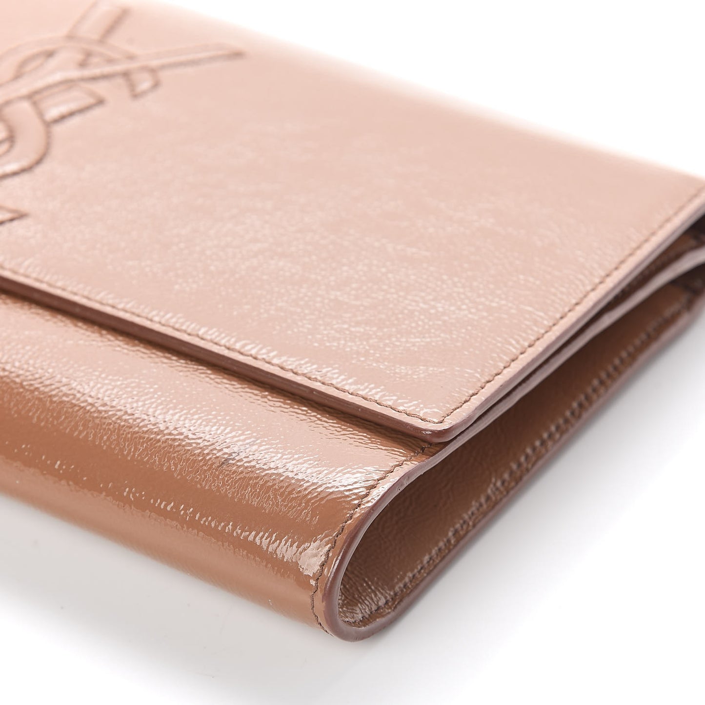 Textured Patent Calfskin Monogram Large Belle De Jour Clutch Nude