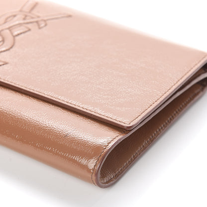 Saint Laurent Textured Patent Calfskin Monogram Large Belle De Jour Clutch Nude 6 of 8