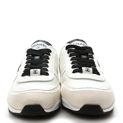 Chanel Calfskin Suede CC Womens Sneakers 36 White Black 3 of 10