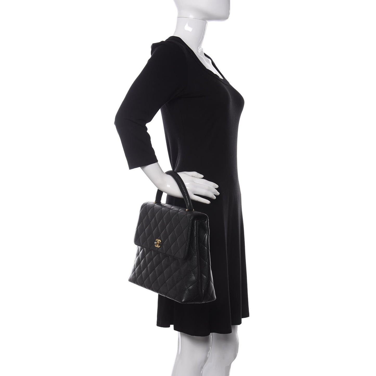 Caviar Quilted Jumbo Kelly Flap Black
