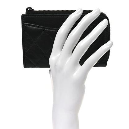 Chanel Lambskin Quilted Zip Card Holder So Black 2 of 11