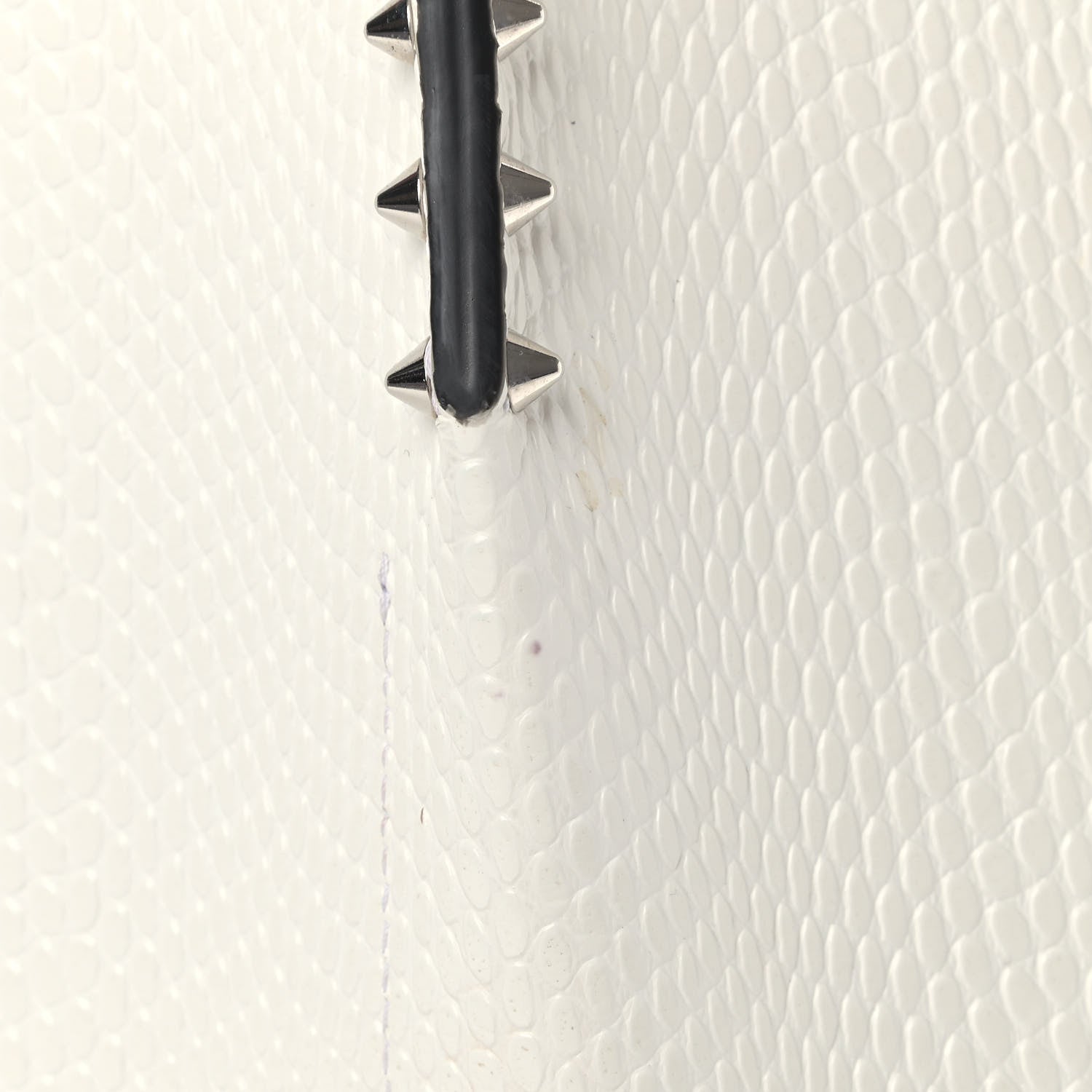 Christian Louboutin Calfskin Lizard Embossed Spikes East West Cabata Tote White 7 of 8