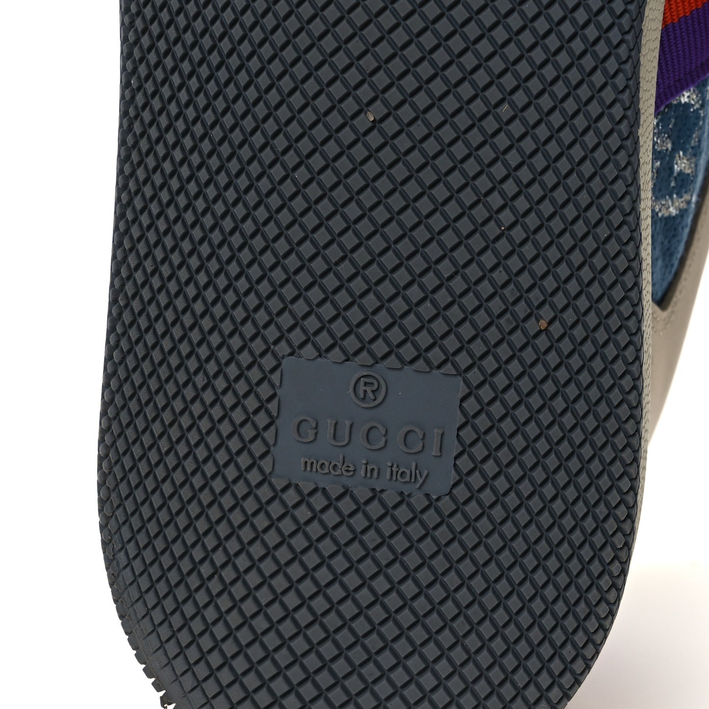 Calfskin Lame GG Monogram Web Womens Screener Sneakers 39.5 Blue Silver Dusty Milk Shine Purple