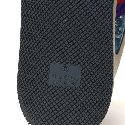 Gucci Calfskin Lame GG Monogram Web Womens Screener Sneakers 39.5 Blue Silver Dusty Milk Shine Purple 8 of 12
