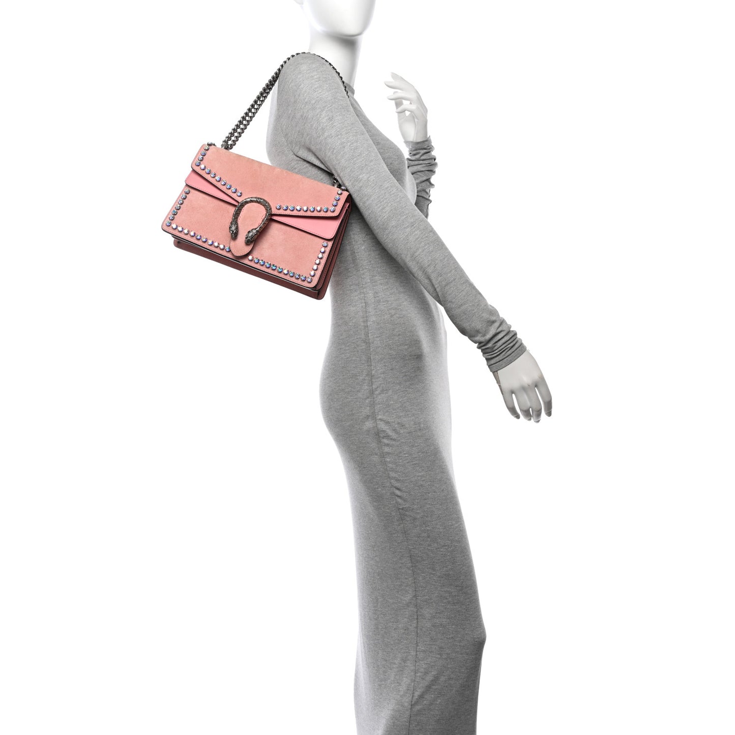 Suede Crystal Small Dionysus Shoulder Bag Peonia