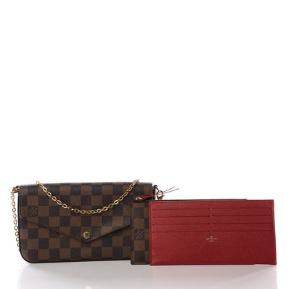 Louis Vuitton Damier Ebene Pochette Felicie Chain Wallet 3 of 12
