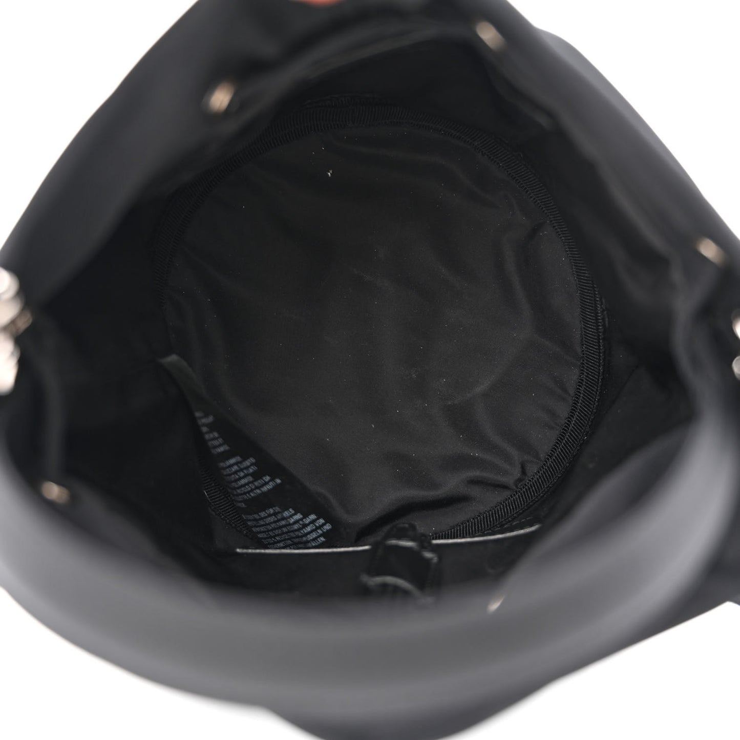 Recycled Sport Nylon Logo Embroidered Wheel Drawstring Bucket Bag Black