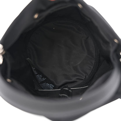 Balenciaga Recycled Sport Nylon Logo Embroidered Wheel Drawstring Bucket Bag Black 5 of 10
