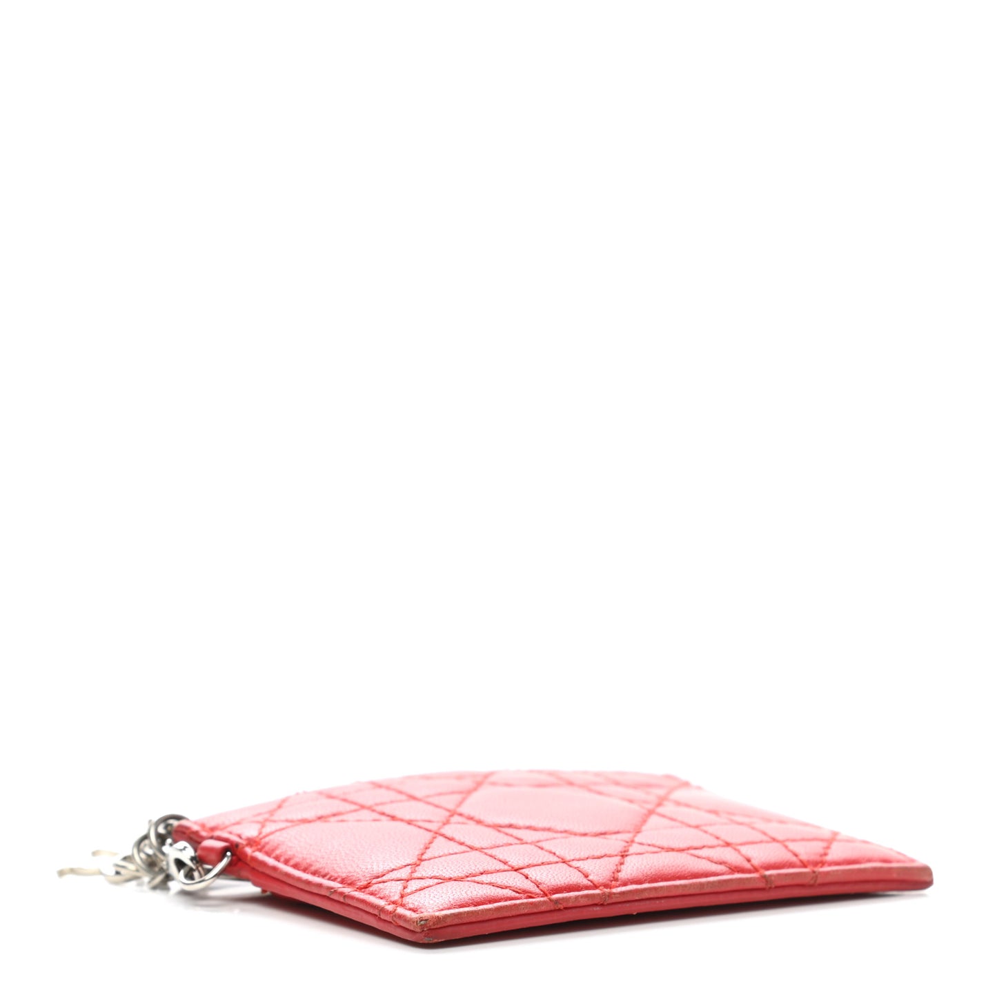 Lambskin Cannage Lady Dior Card Holder Red
