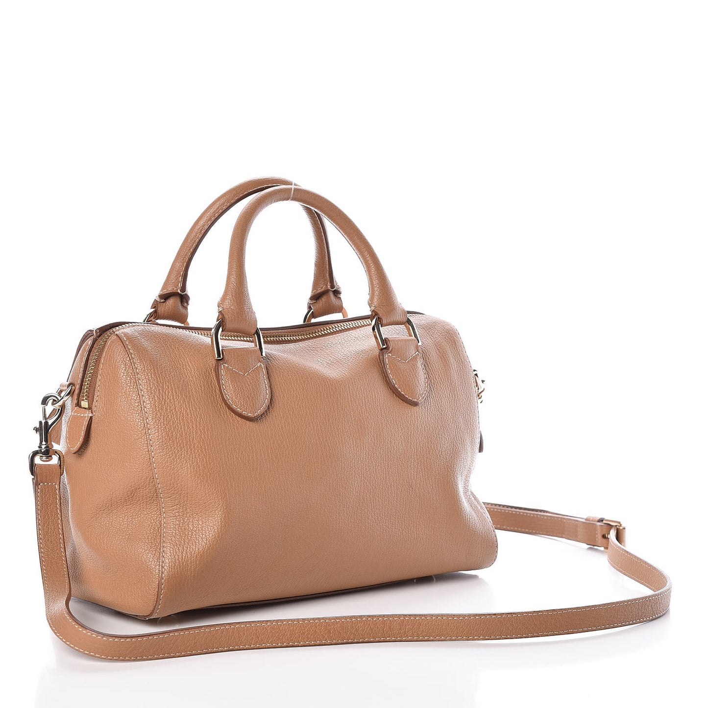 Glossy Goatskin Small Del Rey Satchel Fudge