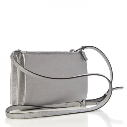 MCM Grained Calfskin Milla Double Crossbody Bag Spike Silver 3 of 11