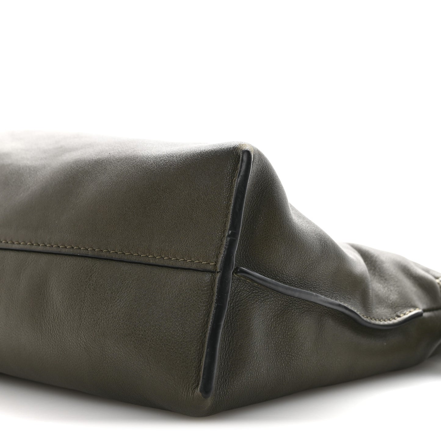Mellow Nappa Medium Donut Chain Flamenco Knot Clutch Dark Khaki
