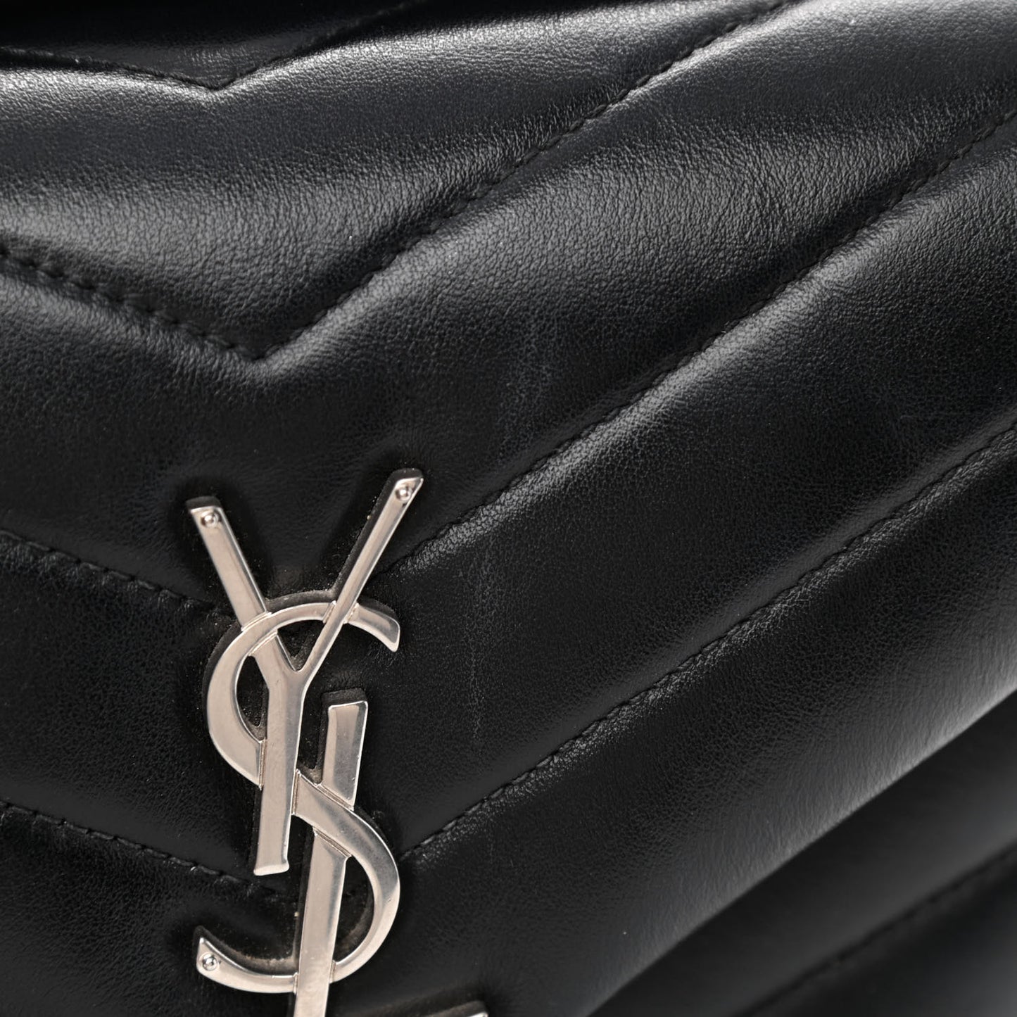 Calfskin Y Quilted Monogram Small Loulou Chain Satchel Black