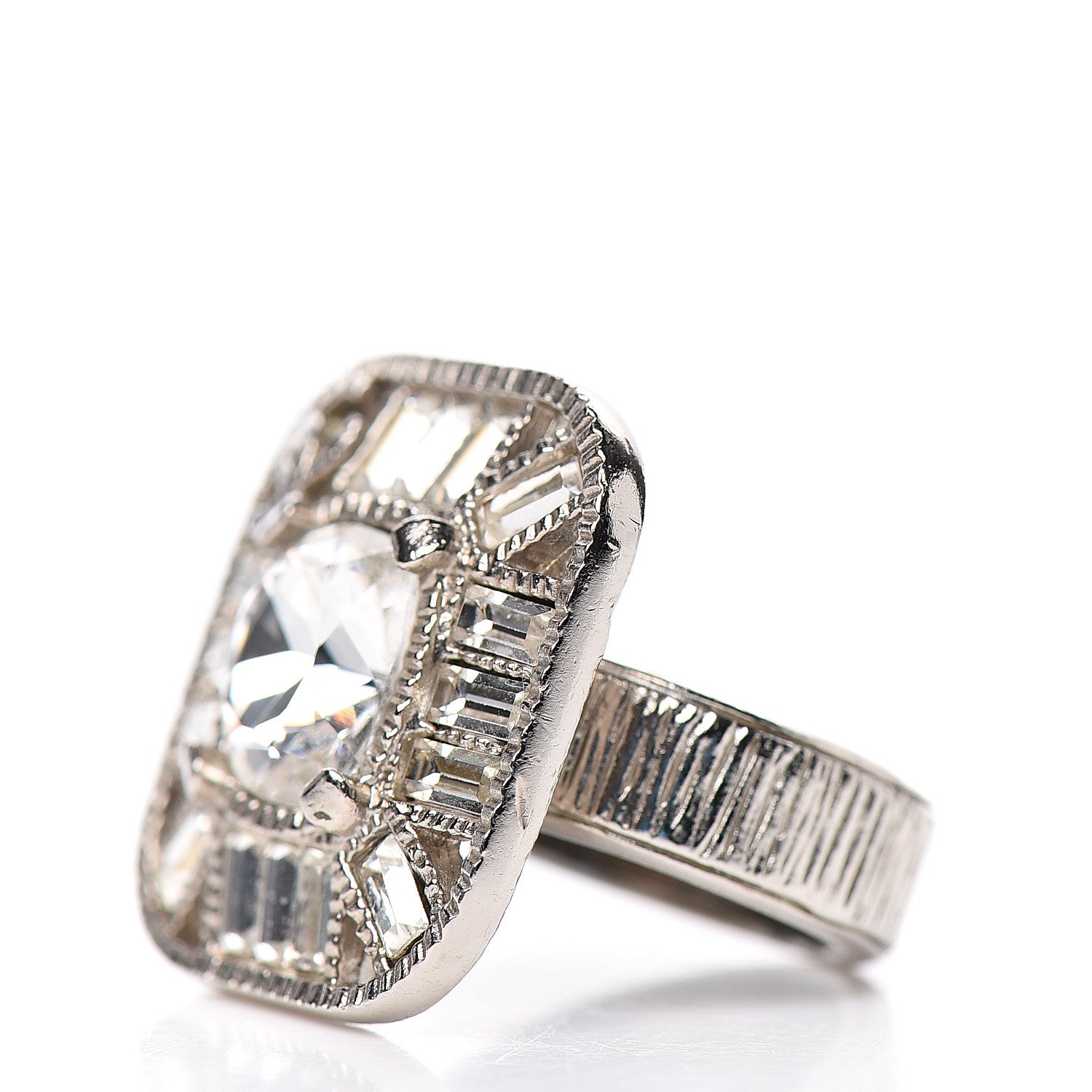 Chanel Crystal CC Ring 6 Silver 2 of 5