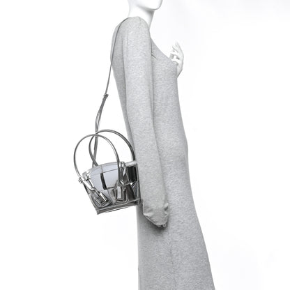 Bottega Veneta Mirror Laminated Nappa Maxi Intrecciato Mini Arco  Silver 2 of 9