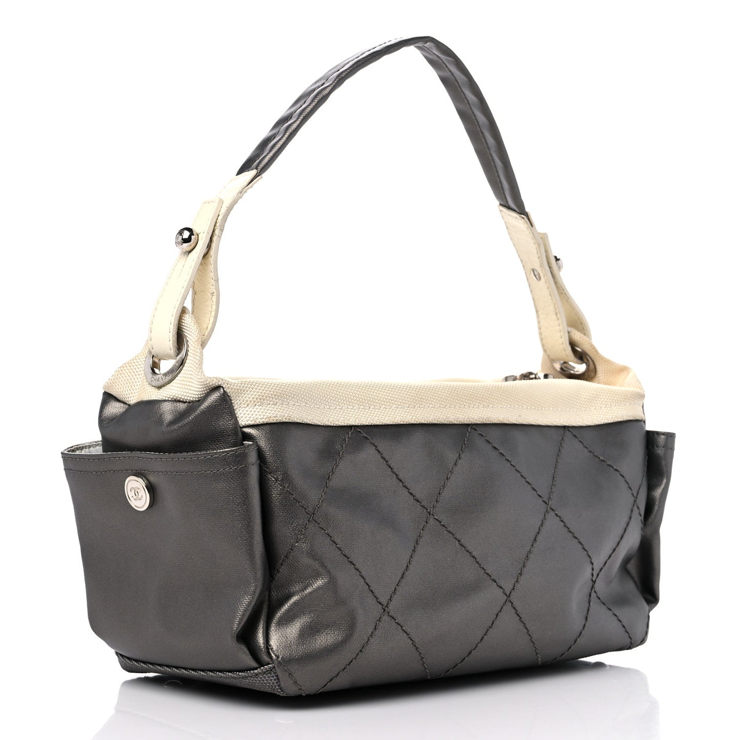 Coated Canvas Paris Biarritz Hobo Silver