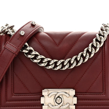 Chanel Calfskin Chevron Quilted Small Boy Flap Burgundy 8 of 13
