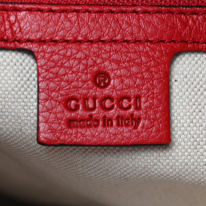 Gucci Pebbled Calfskin Small Soho Drawstring Backpack Tabasco Red 6 of 9
