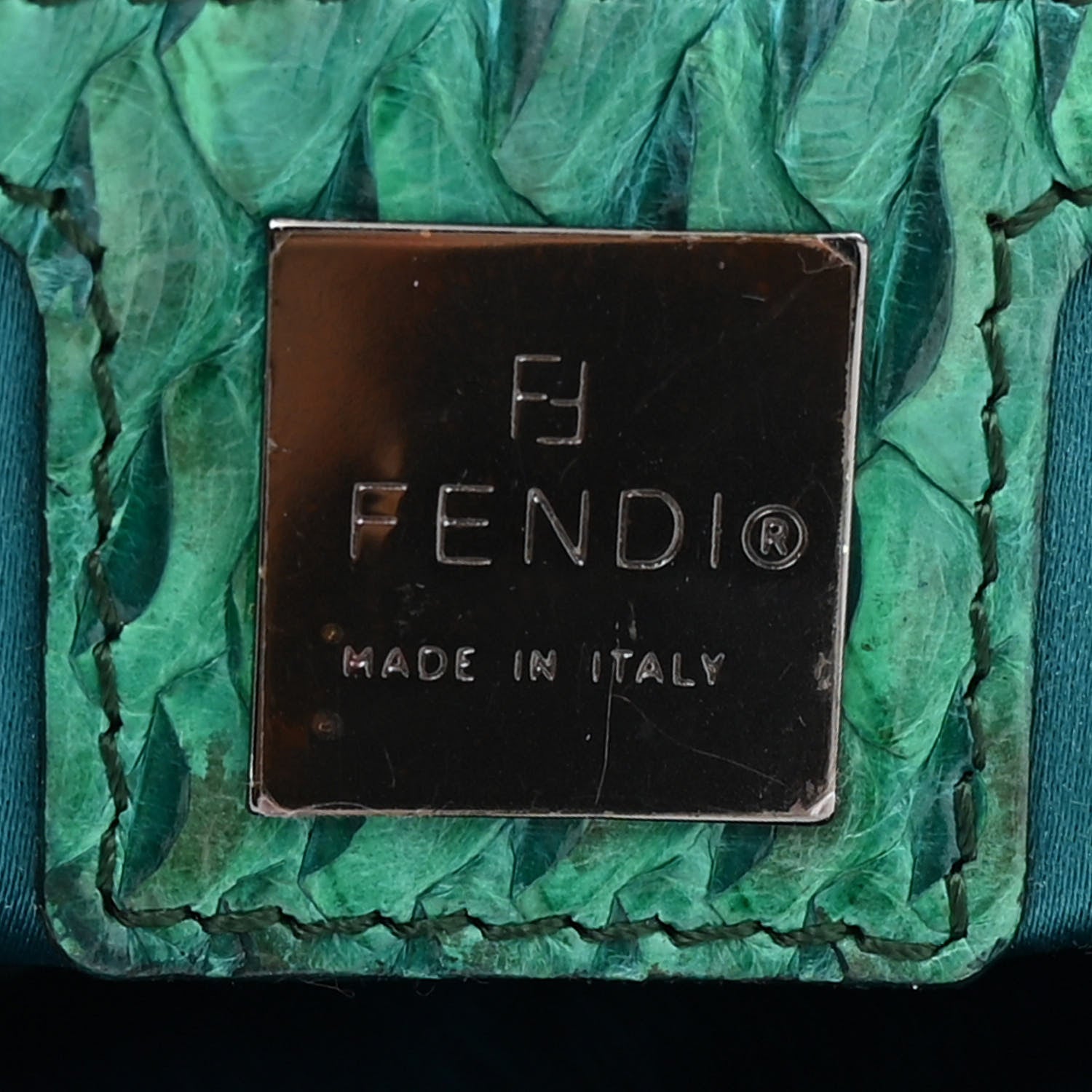 Fendi Calf Hair Snakeskin Tie Dye Baguette Blue Green 6 of 12