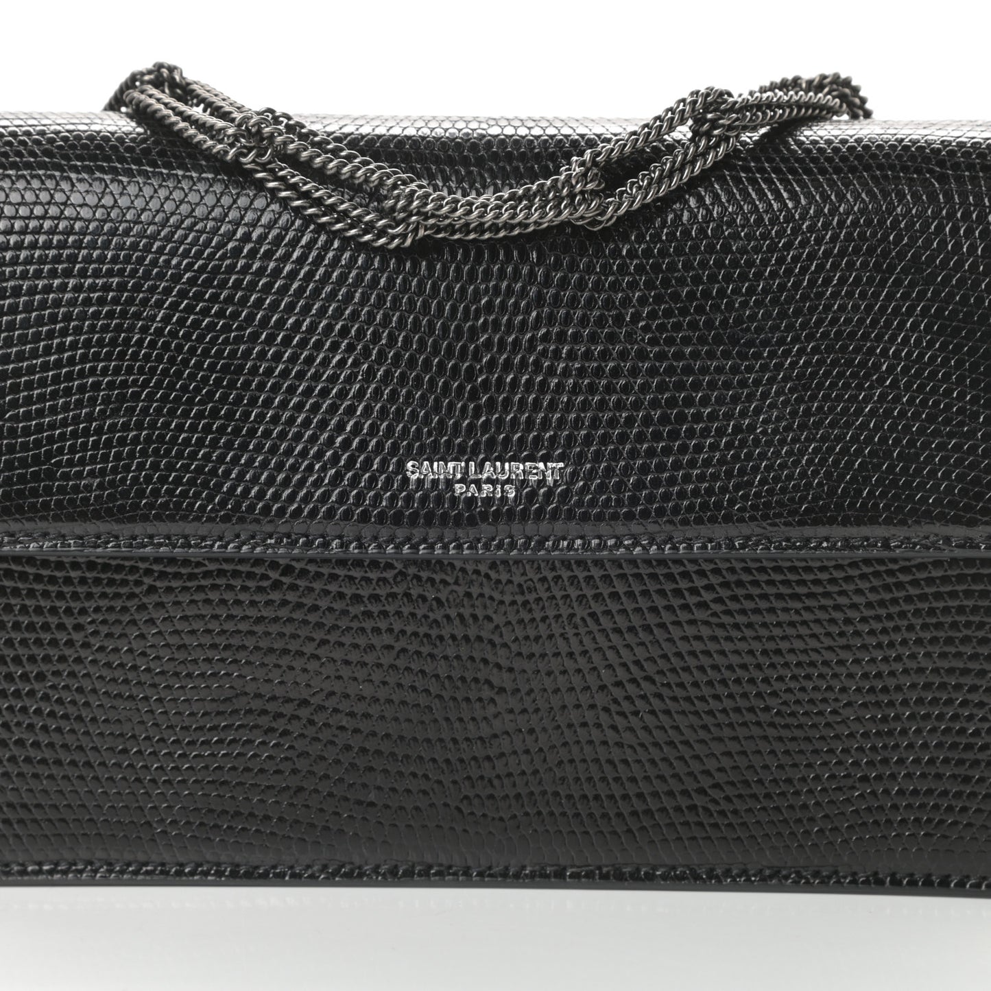 Calfskin Lizard Embossed Small Pochette Black