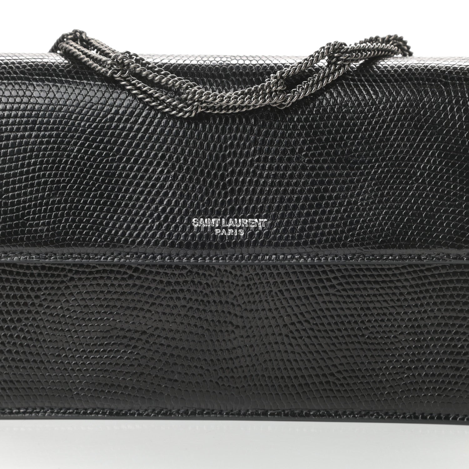 Saint Laurent Calfskin Lizard Embossed Small Pochette Black 8 of 11