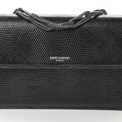 Saint Laurent Calfskin Lizard Embossed Small Pochette Black 8 of 11