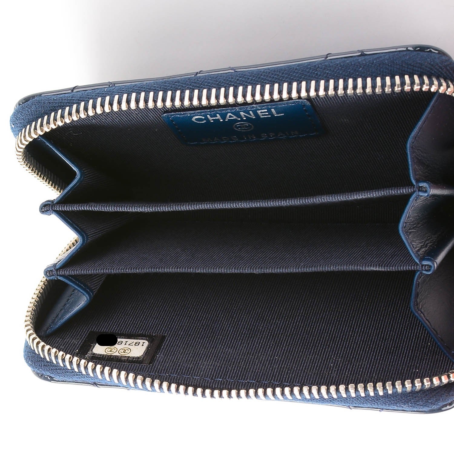 Chanel Patent Calfskin Quilted Zip Coin Purse Navy Blue 5 of 7