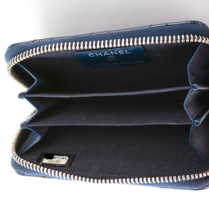 Chanel Patent Calfskin Quilted Zip Coin Purse Navy Blue 5 of 7