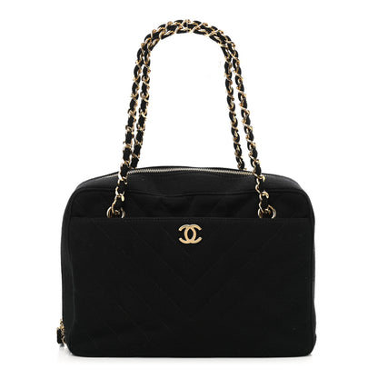 Chanel Jersey Chevron Quilted Camera Case Black 1 of 14