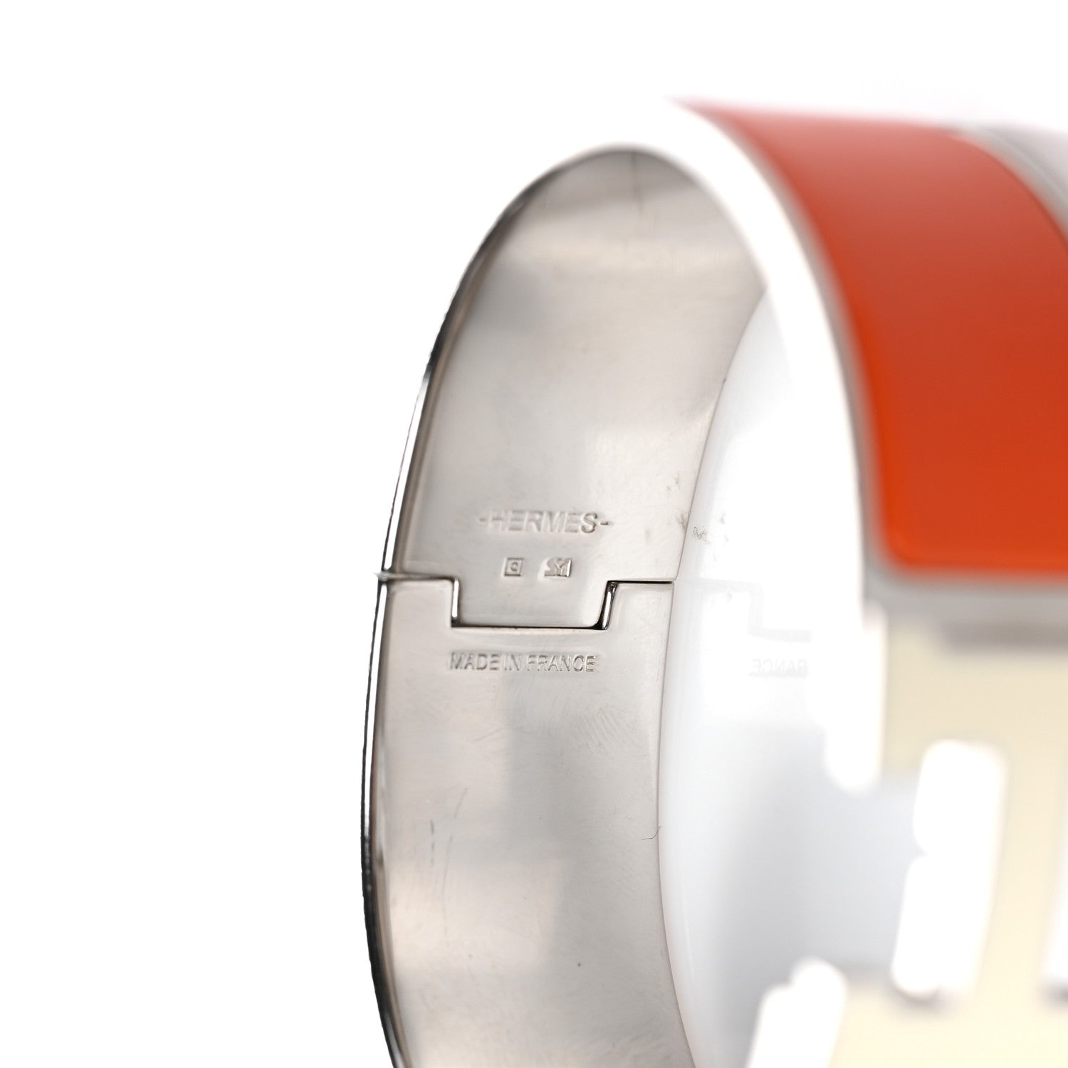Hermes Enamel Wide Clic Clac H Bracelet GM Orange White 4 of 5