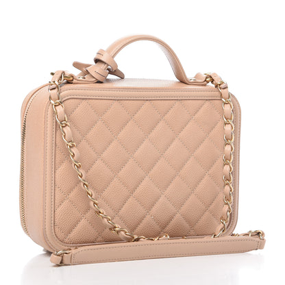 Chanel Caviar Quilted Medium CC Filigree Vanity Case Beige 3 of 10
