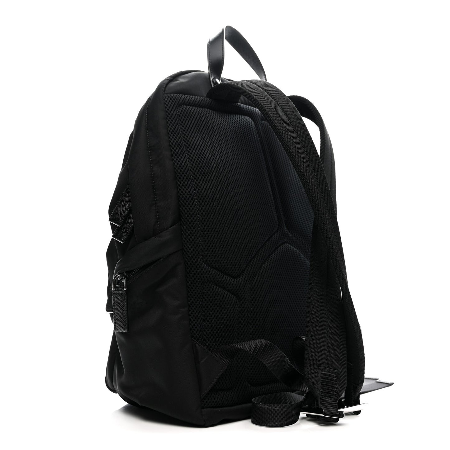 Re-Nylon Saffiano Zip Backpack Black