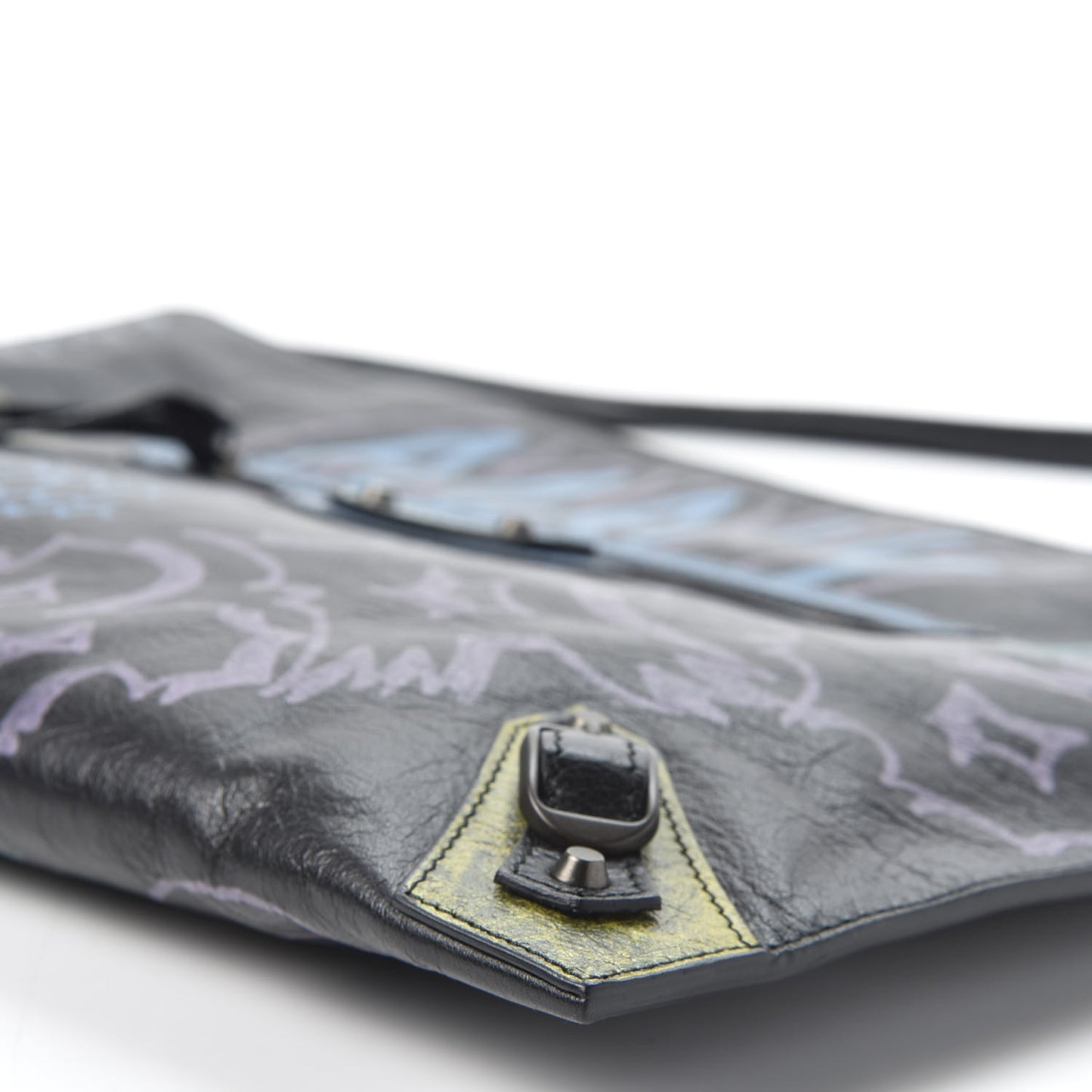Agneau Classic Hardware Graffiti Small Pouch Black Multicolor