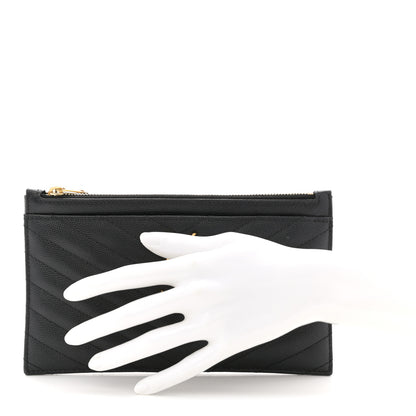 Saint Laurent Grain De Poudre Chevron Monogram Bill Pouch Black 2 of 10