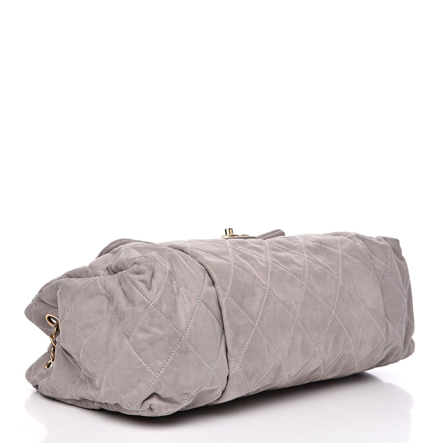 Iridescent Calfskin Large Chic Quilt Flap Gris