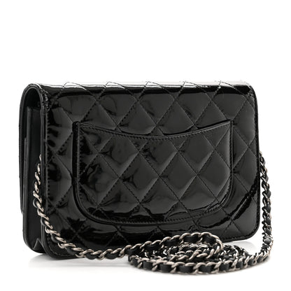 Chanel Patent Quilted Wallet On Chain WOC Black 3 of 17