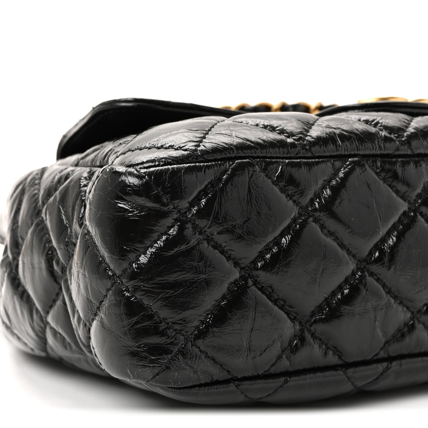 Chanel Shiny Crumpled Calfskin Quilted Wavy CC Hobo Black 8 of 9