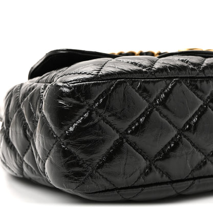 Chanel Shiny Crumpled Calfskin Quilted Wavy CC Hobo Black 8 of 9