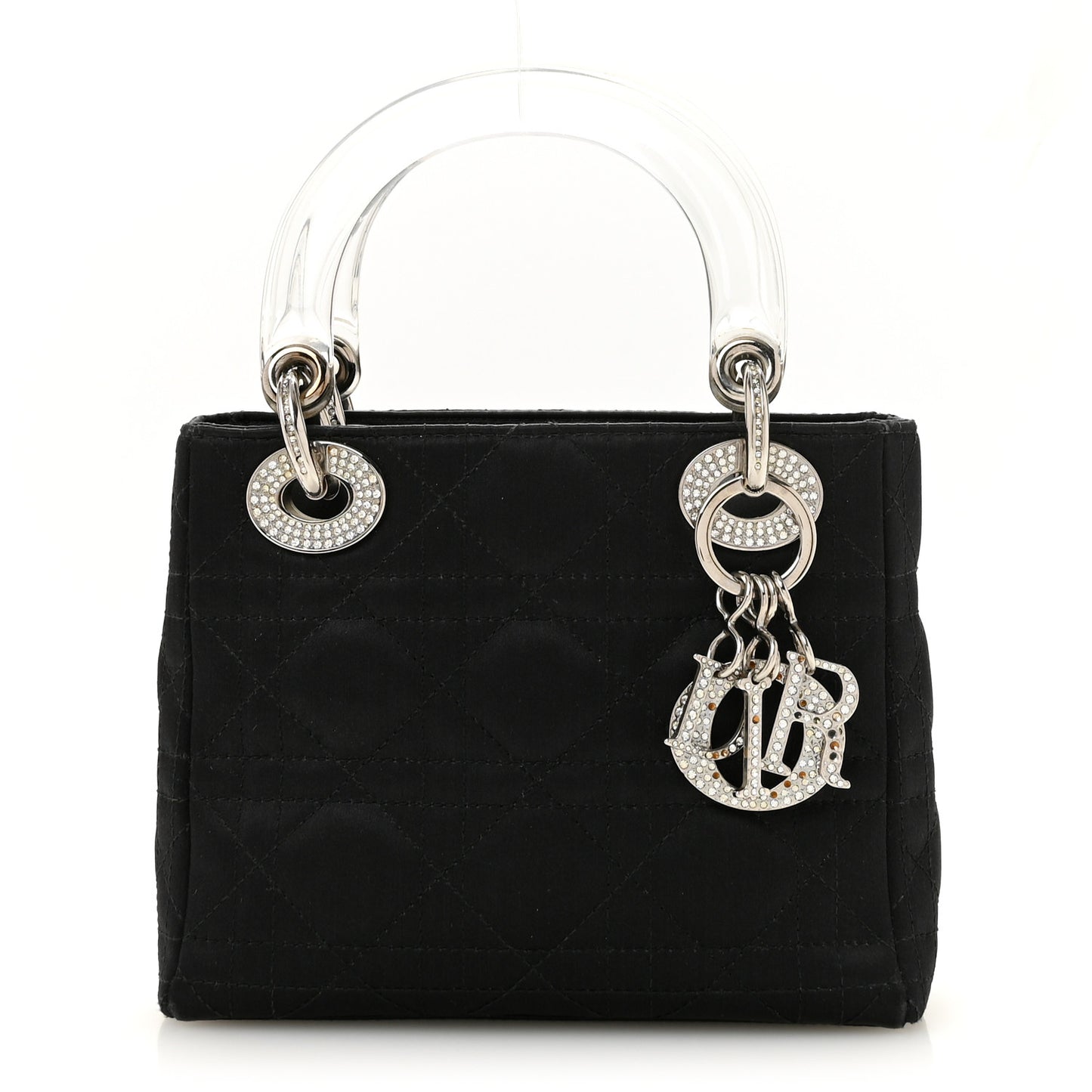 Satin Swarovski Crystal Acrylic PVC Cannage Mini Lady Dior Black