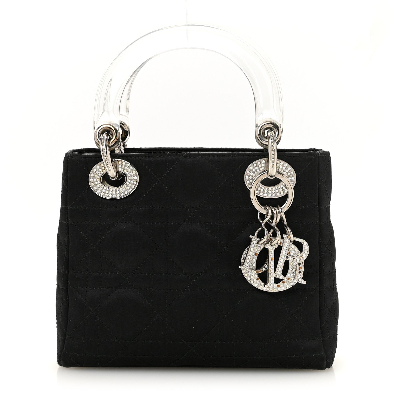 Christian Dior Satin Swarovski Crystal Acrylic PVC Cannage Mini Lady Dior Black 1 of 13