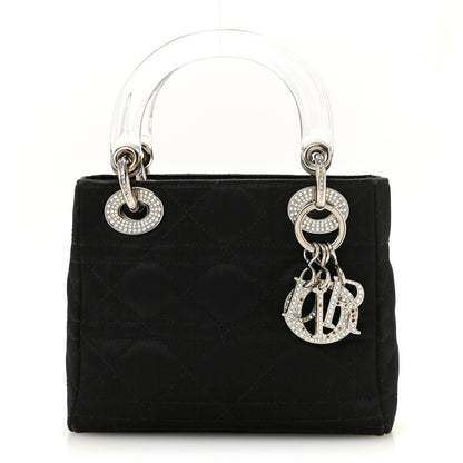 Christian Dior Satin Swarovski Crystal Acrylic PVC Cannage Mini Lady Dior Black 1 of 13