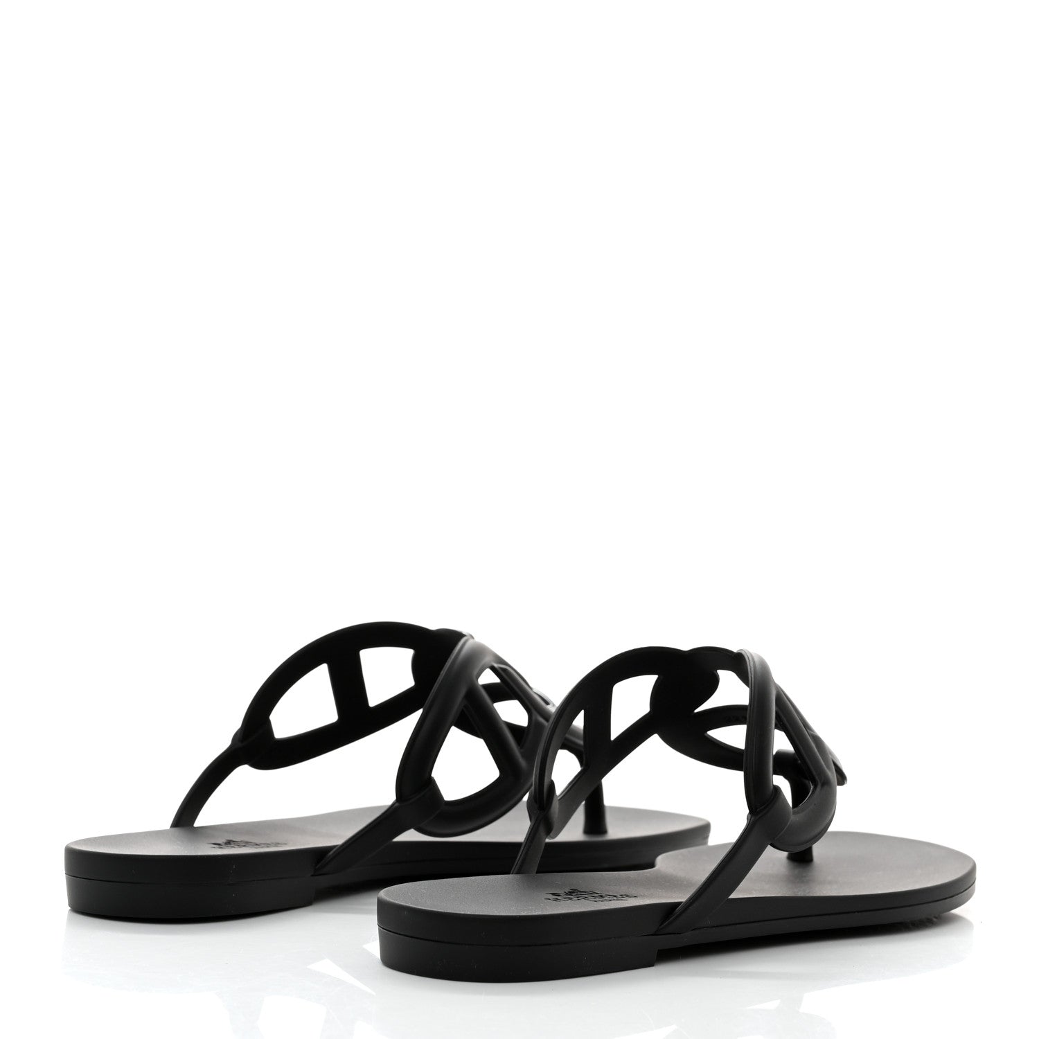 Hermes Rubber Womens Egerie Sandals 36 Black 4 of 9