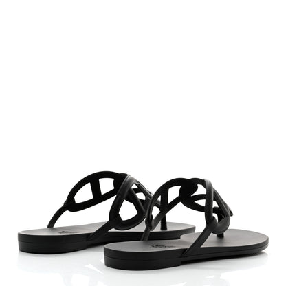 Hermes Rubber Womens Egerie Sandals 36 Black 4 of 9