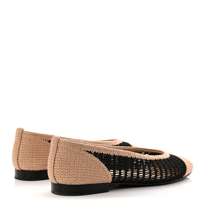 Chanel Raffia Cap Toe Ballerina Flats 40 Black Beige 5 of 9
