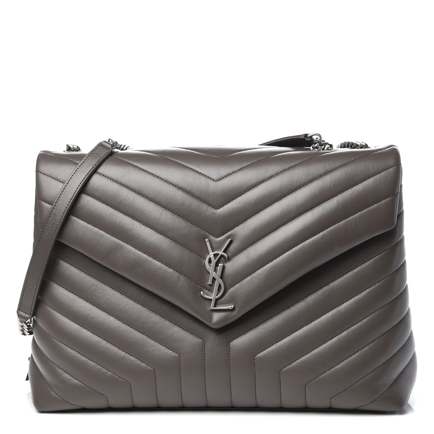 Saint Laurent Calfskin Y Quilted Monogram Large Loulou Chain Satchel Earth 1 of 7