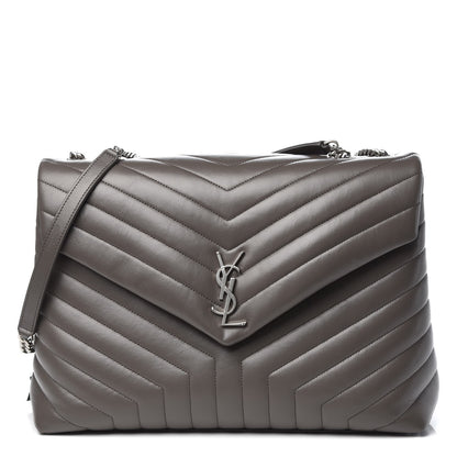 Saint Laurent Calfskin Y Quilted Monogram Large Loulou Chain Satchel Earth 1 of 7