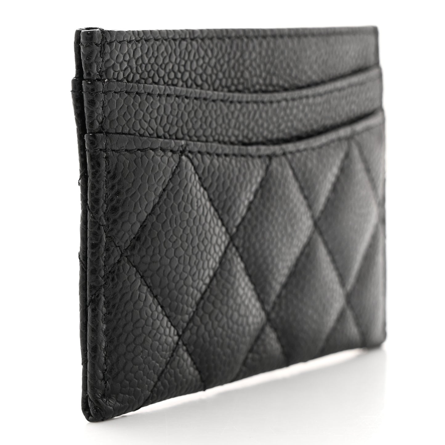 Caviar Quilted Card Holder Black
