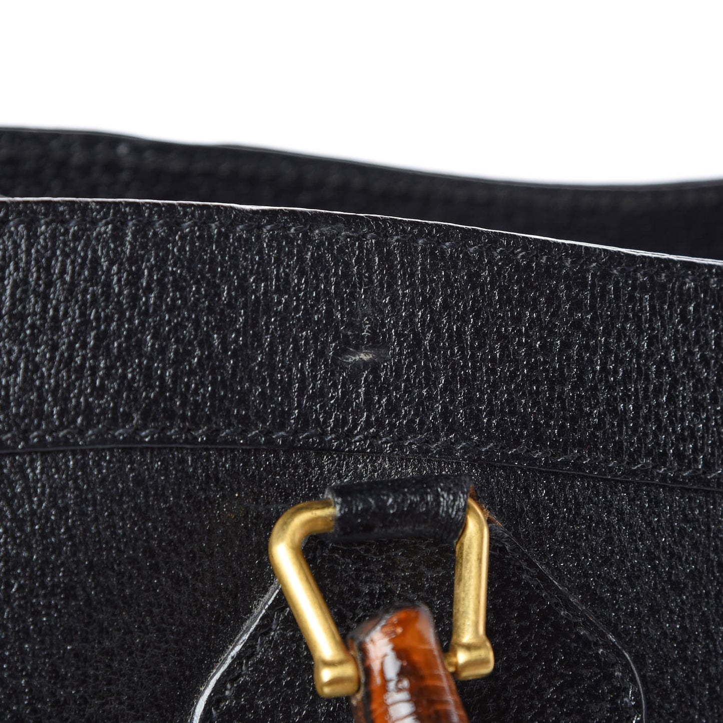 Calfskin Bamboo Top Handle Tote Black